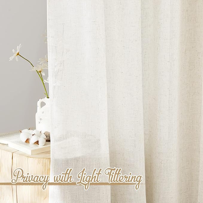 NICETOWN Linen Burlap Curtains for Windows 90 inch Length, Grommet Decorative - Image 5