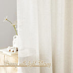 NICETOWN Linen Burlap Bedroom Curtains 63 inches Long, Grommet Semi Sheer Flax - Image 3