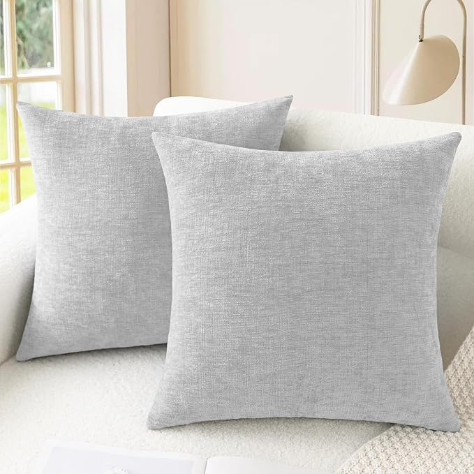 CaliTime Throw Pillow Covers Decorative 22 X 22 Inches Pack of 2 Cozy Chenille by CaliTime