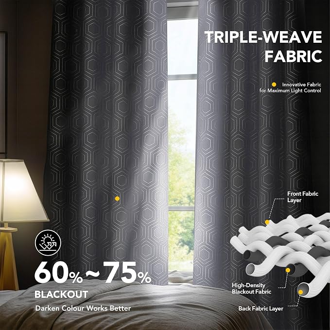 Deconovo White Curtains, Room Darkening Living Room Curtain, Thermal Insulated - Image 3