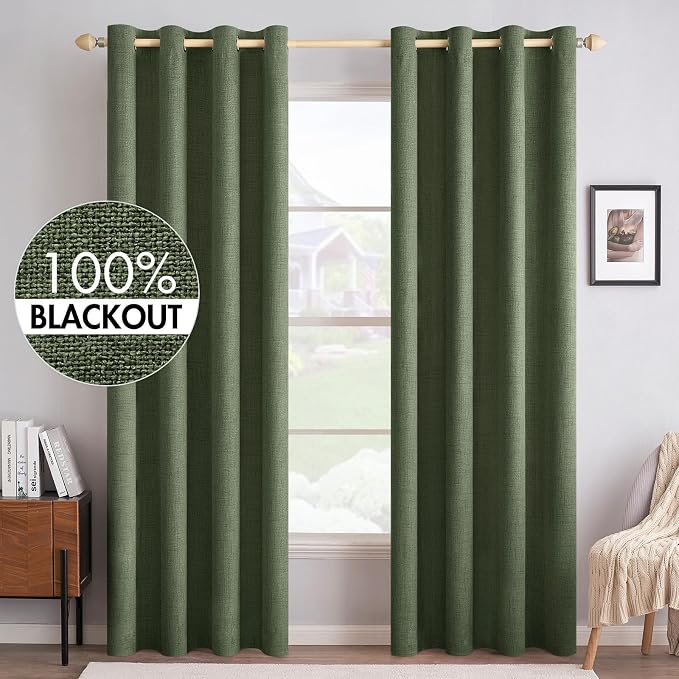 MIULEE 100% Blackout Linen Textured Curtains by MIULEE