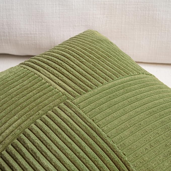 Fancy Homi 2 Packs Moss Green Lumbar Decorative Throw Pillow Covers 14x22 Inch - Image 3
