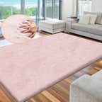 ORINOVA Shag Rug 6x9 Area Rugs for Living Room Pink Fuzzy Washable Faux Rabbit - Image 2