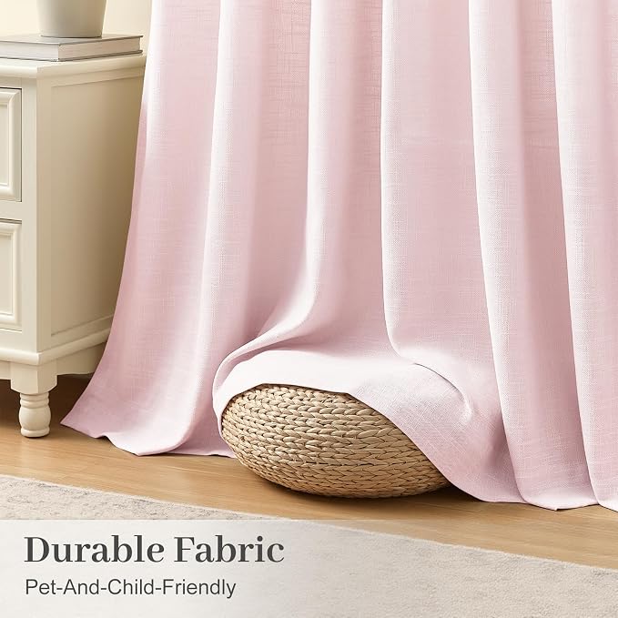IVAPUPU Light Pink Pinch Pleated Curtains 90 Inch - Image 4