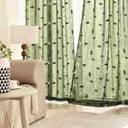MIULEE Olive Green Sheer Curtains 2 Panels Embroidered Leaf Patterned Rod - Image 3