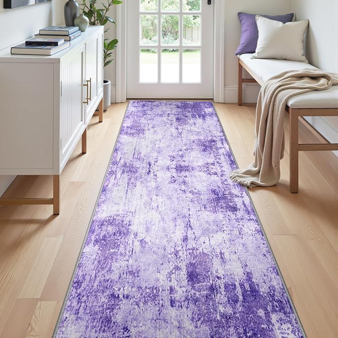 Washable Area Rugs 2'x10' Non-Slip Modern Abstract Soft by RELEANY