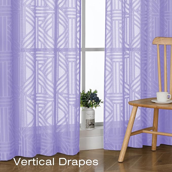 Simplebrand Lavender Sheer Curtains 72 Inch Length 2 Panels - Image 5
