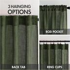 MIULEE Olive Green Linen Curtains 90 Inch Long - Image 3
