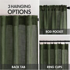 MIULEE Olive Green Linen Curtains 96 Inch Long - Image 3
