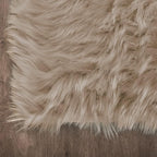 Latepis Round Rug 6.7ft Light Brown Beige Faux Fur Circle Rugs Washable Shag - Image 5