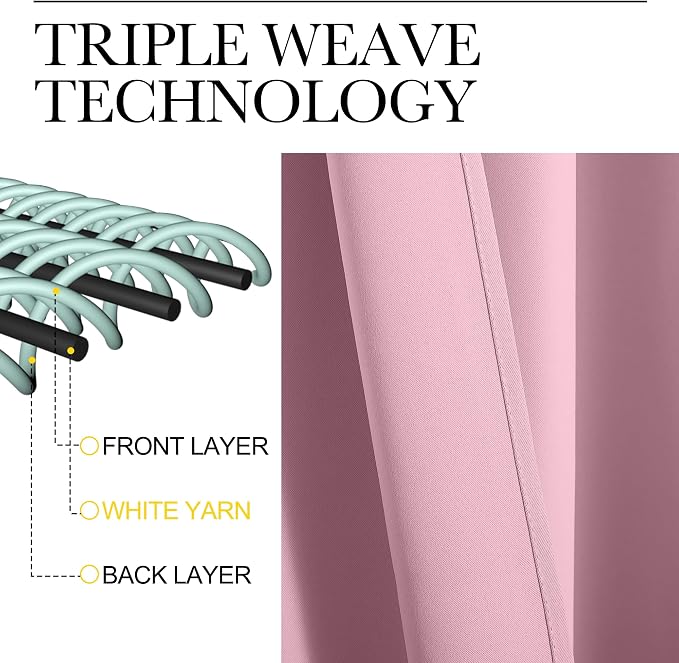 NICETOWN Blackout Curtains for RV Windows, Rouge Pink, 2 Panels, Room Darkening - Image 3