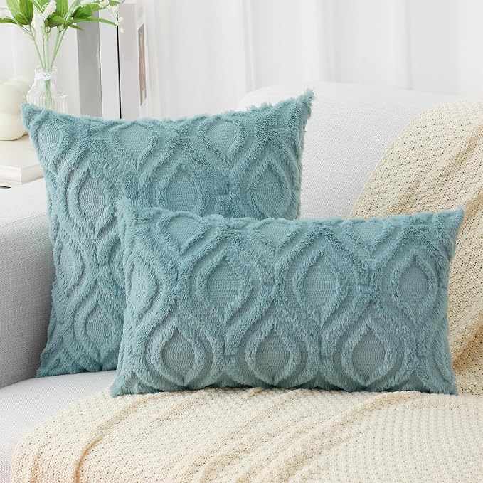 decorUhome Summer Throw Pillow Covers 18x18 Inch Set of 2, Soft Plush Faux Wool - Image 7