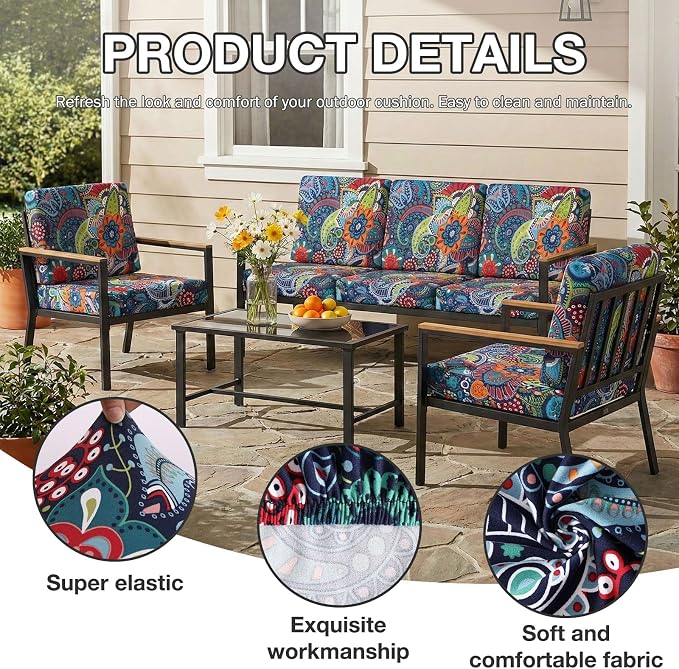 hyha 12Pcs Patio Cushion Covers, Stretch Outdoor Couch Cushion Covers - Image 3