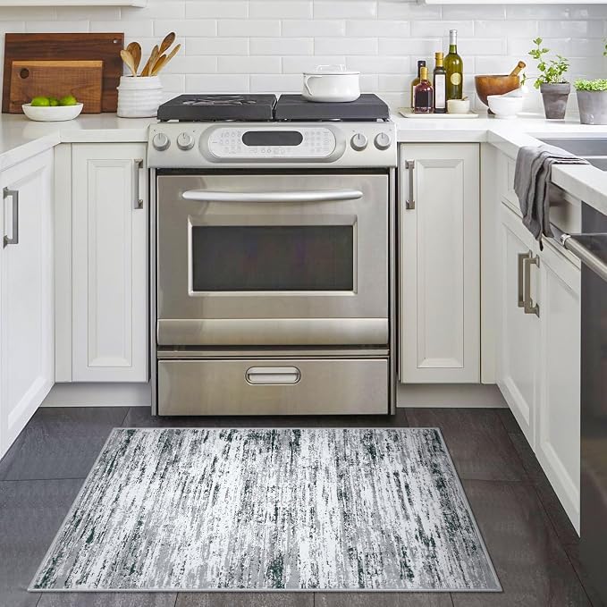 Lansny Modern Abstract Entryway Rug Indoor 2x3 Washable Rug Non-Slip Soft Small - Image 2