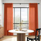 Nanspring Bright Orange Linen Blend Light Filtering Back Tab Curtains 96 Inches - Image 6