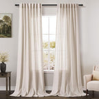 Nanspring Beige Linen Curtain 100 inches Long by Nanspring