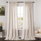 Nanspring Tan Beige Linen Curtains 95 inch Length by Nanspring