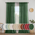 MIULEE Emerald Green Linen Curtains 90 Inch Long by MIULEE