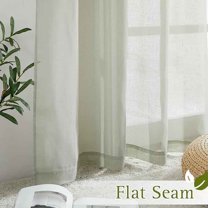NICETOWN Privacy Semi Sheer Linen Curtains Extra Long 108" Long, Grommet Linen - Image 6