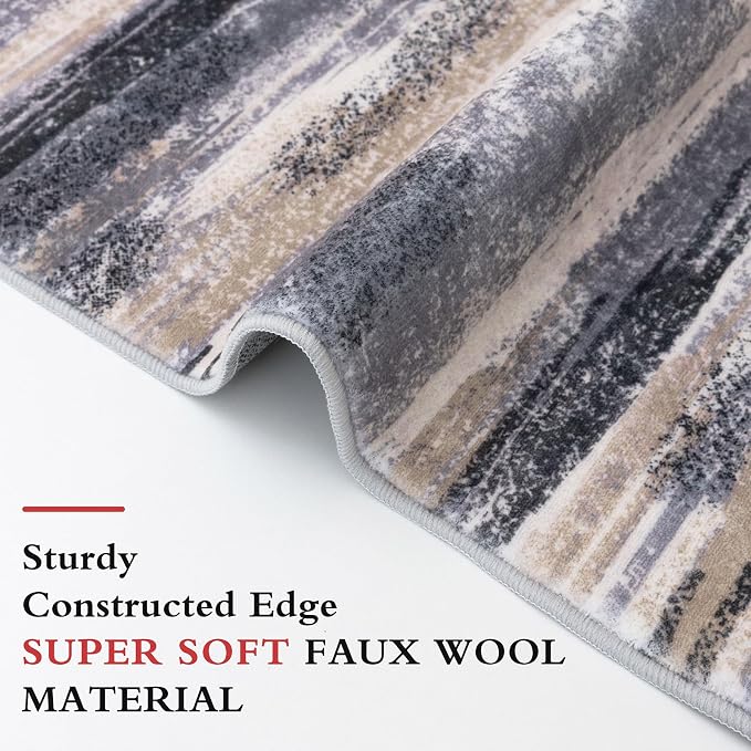 Lansny Modern Abstract 8x10 Large Machine Washable Living Room Rug Non-Slip - Image 5