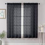Chyhomenyc Black Sheer Curtains 63 Inch Length 2 Panels Set, Light Filtering by Chyhomenyc