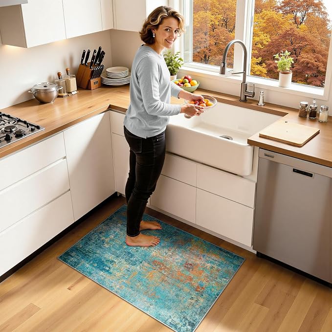 Washable Area Rugs 2'x3' Non-Slip Modern Abstract Soft - Image 2