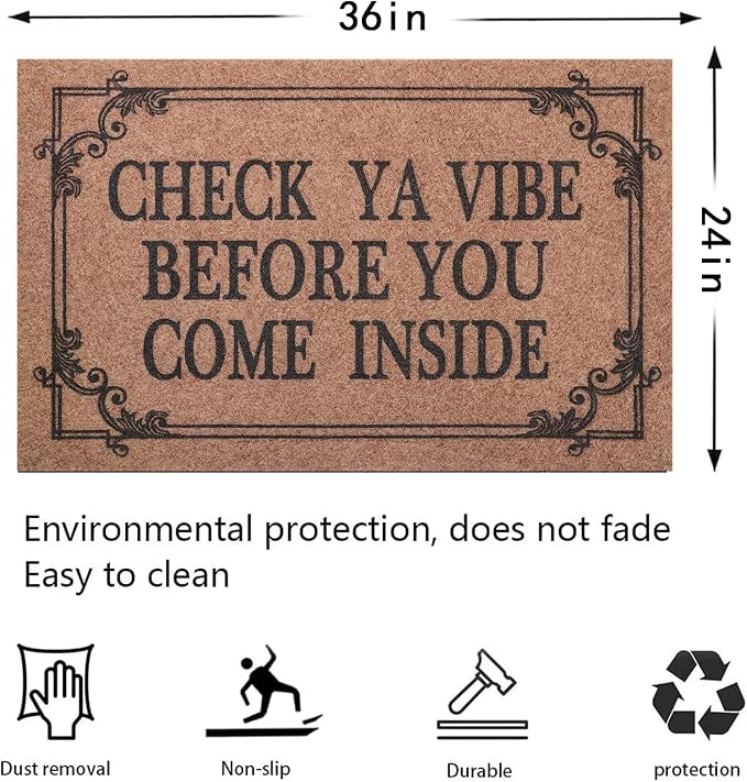 Front Door Indoor Outdoor Entrance Doormat Brown Rubber Welcome Door Mat Come - Image 3
