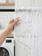 Molaxhome Swag Curtain 51 inch Length Rod Pocket Scalloped Curtain Valance - Image 8