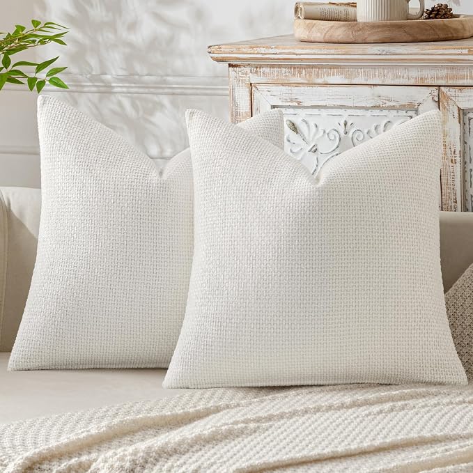 MIULEE Pack of 2 Couch Throw Pillow Covers 18x18 Inch Neutral Pure White Modern by MIULEE