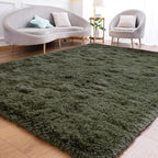 Goideal Fluffy Rug for Bedroom Living Room, 6x9 Olive Green Area Rugs, Faux Fur by Goideal
