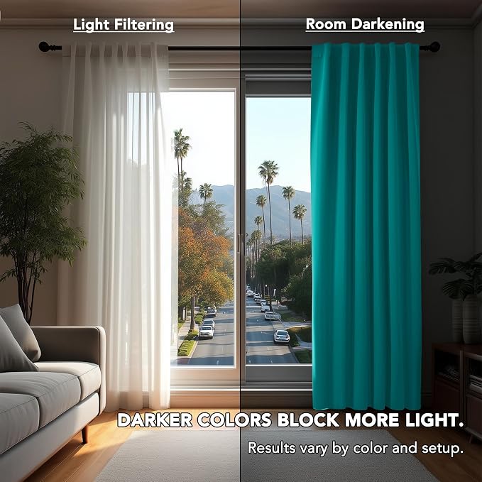 Deconovo Blackout Curtains, Thermal Insulated, W52 x L108 2 Panels, Back Tab - Image 3