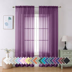 Aiyufeng Plum Purple Sheer Curtains 90 Inches Long 2 Panels, Solid Voile Top by Aiyufeng