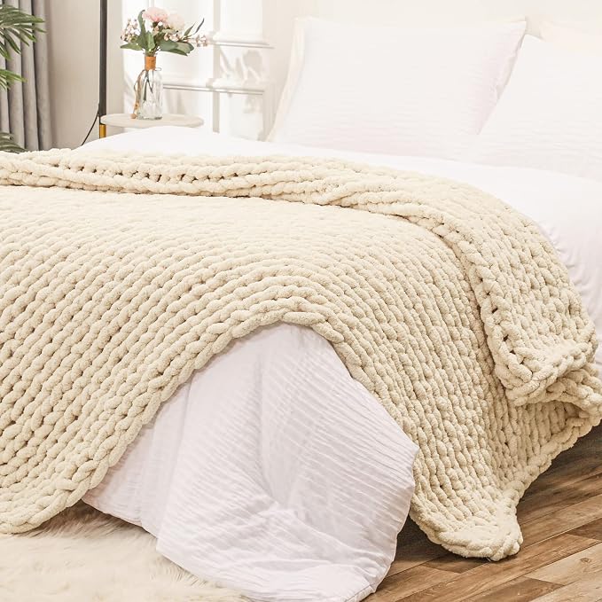 Bigacogo Chunky Knit Throw Blanket by Bigacogo