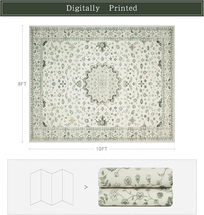 Washable Rugs 8x10 Area Rugs for Living Room, Rugs for Bedroom, Large Carpets - Image 2