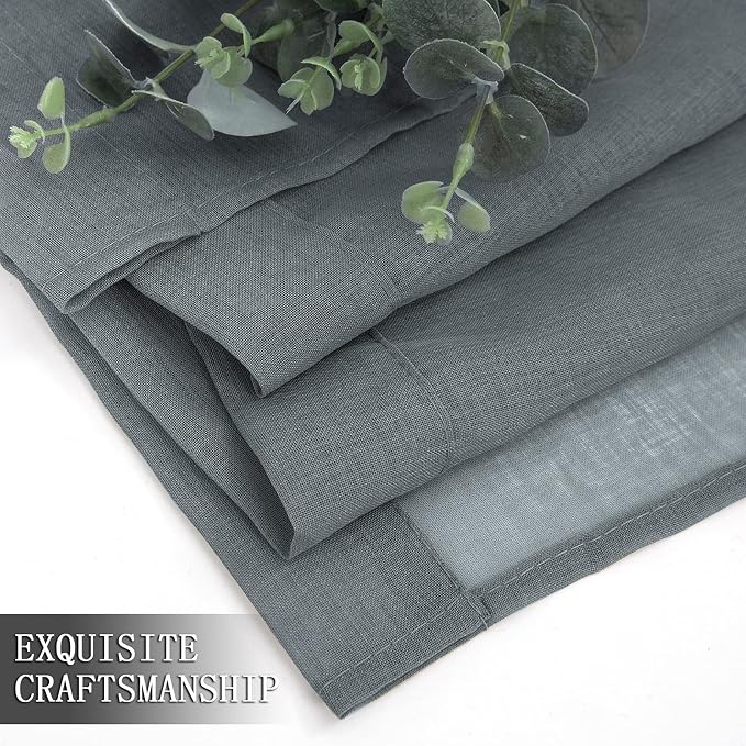 Tollpiz Sheer Curtains Bedroom Linen Textured Curtain Sheers Light Filtering - Image 7