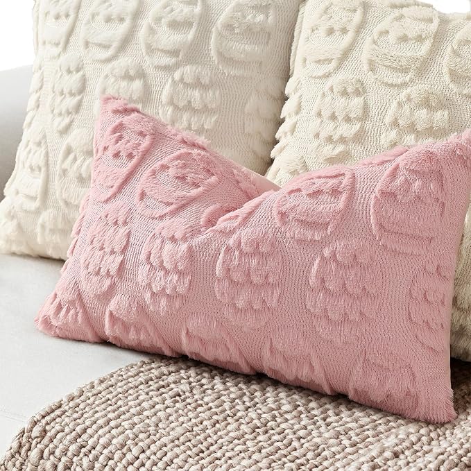 decorUhome Easter Pink Egg Pillow Covers 12x20 Inch Set of 2, Soft Plush Faux - Image 9