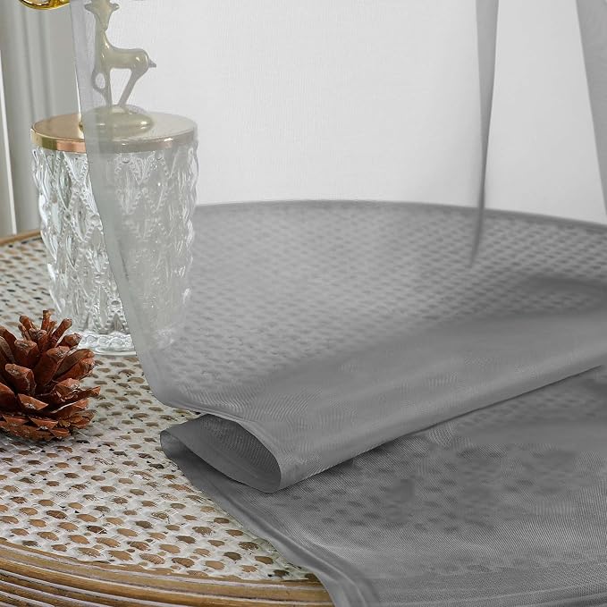 OWENIE Extra Long Grey Sheer Curtains 96 Inches Long 2 Panels Set, Soft - Image 7