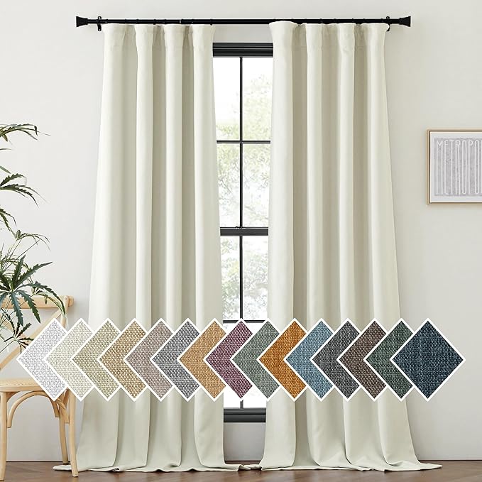NICETOWN Room Darkening Bedroom Curtains 96 inches Long, Dual Rod Pockets & by NICETOWN