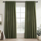 Topfinel 100 Inch Long Black Out Custom Curtains, Olive Green Pleated Window by Topfinel