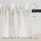RYB HOME Kitchen Curtains, 30 inches Long Linen Rod Pocket Semi Sheer Cuartins - Image 2