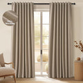 Topfinel 102 Inches Long Custom Blackout Linen Curtains, Pinch Pleated Noise by Topfinel