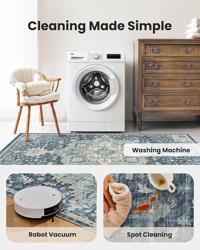 AMADA HOMEFURNISHING 2x4 Washable Area Rug, Low-Profile Entryway Rug - Image 5