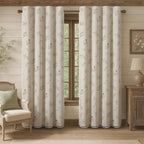 Boho Floral Spring 100% Blackout Curtains 84 Inch Length 2 Panels Set, Linen - Image 7