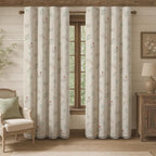 Boho Floral 100% Blackout Curtains 90 Inch Length 2 Panels Set, Linen Texture by Unknown
