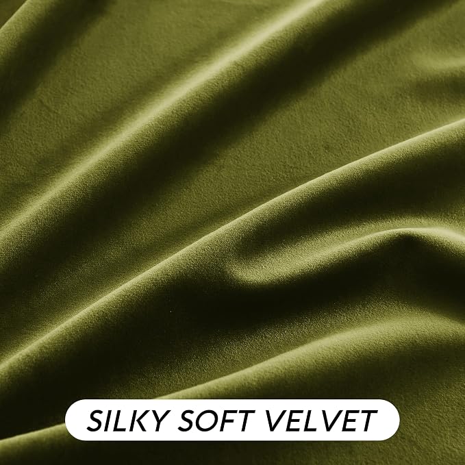 RYB HOME Moss Green Velvet Curtains 84 inches - Image 5