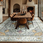 RELEANY Area Rugs 10'x12' Washable Non-Slip, Floral Vintage Distress Print - Image 3