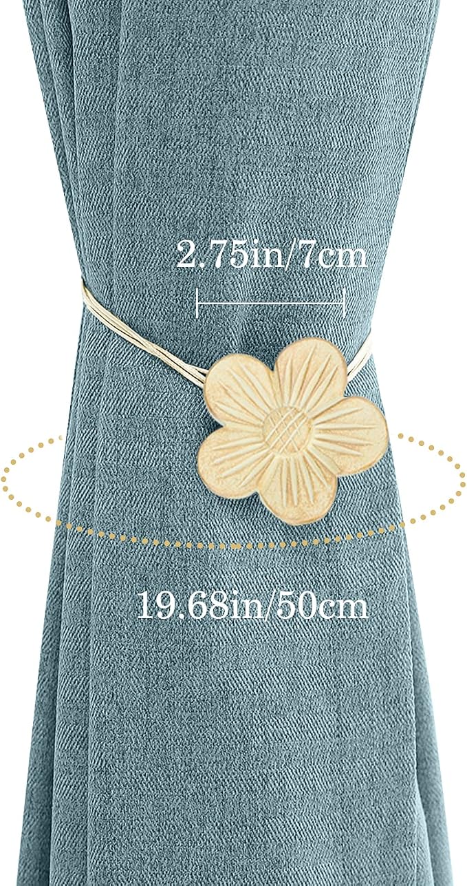 Lewondr Vintage Magnetic Curtain Tieback, 1 Pair Resin Flower Curtain Drapery - Image 8
