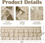 jinchan Ruffled Valance Curtain Slubbed Crossed Kitchen Valance Vintage - Image 4