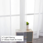 Lecloud White Sheer Curtains 45 Inch Long 2 Panels, Short Voile Drapes - Image 5
