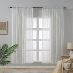 WAZZIO Boho Lace Curtains 72 Inches 2 Panel, Light Filtering Privacy Tassel & - Image 2